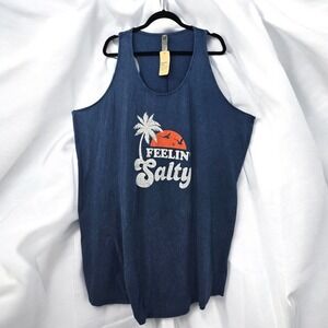 Instant Message Feelin' Salty Graphic Tank Top Beach Cover Up Plus Size 3XW NWT‎